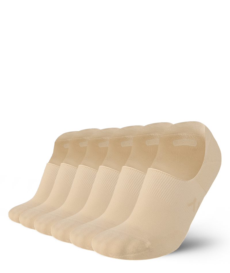 Flagship No Show Socks Beige 6-Pack