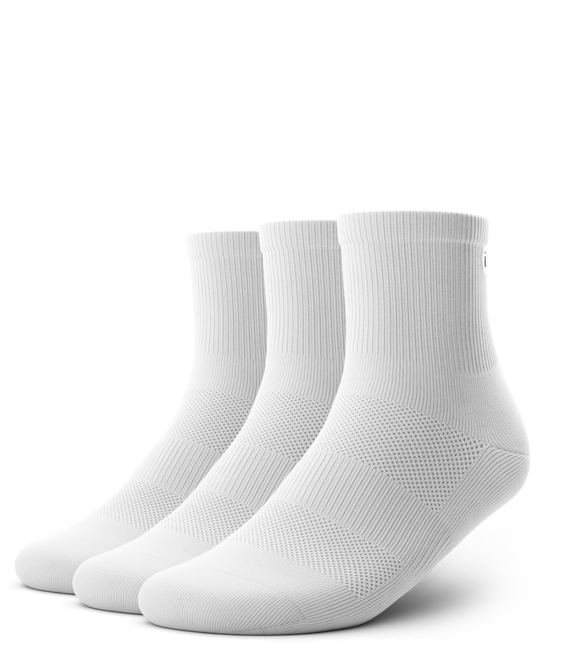 Outway Flagship White Crew Socks – 3 Pack, Moisture-Wicking Athletic Calf Socks