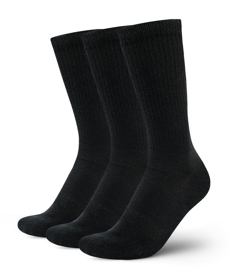 Flagship Black Merino Wool Midweight Crew Socks 3-Pack