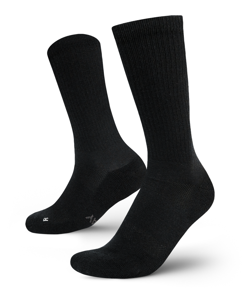 Flagship Black Merino Wool Midweight Crew Socks