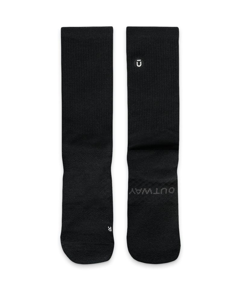 Flagship Black Merino Wool Midweight Crew Socks