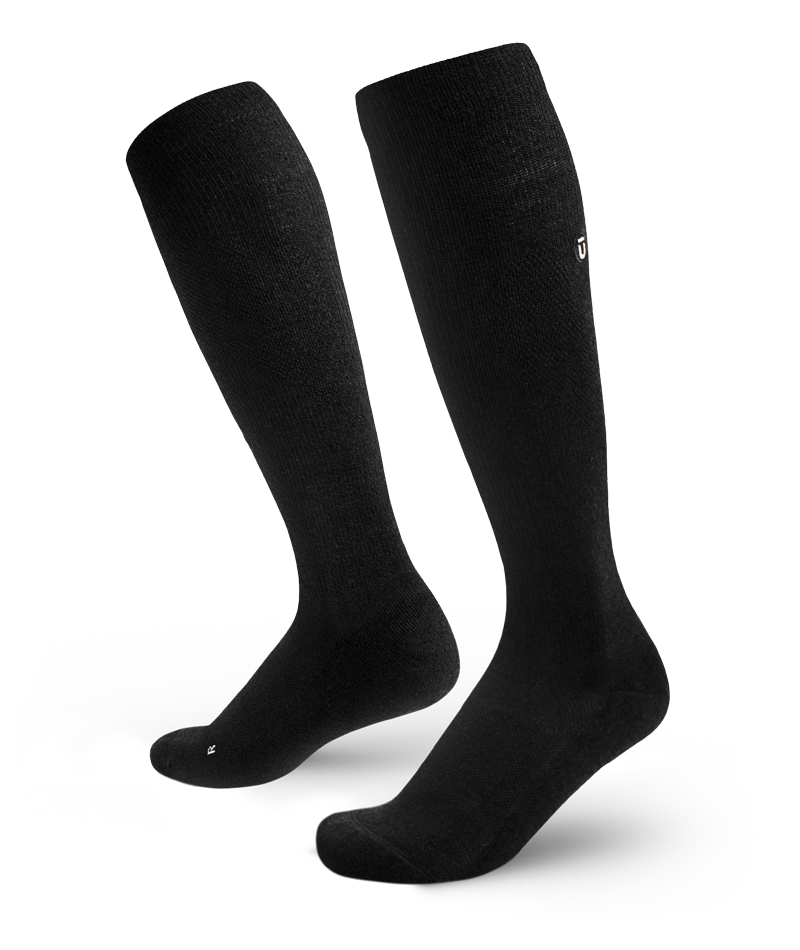Flagship Black Merino Wool Knee High Compression Socks
