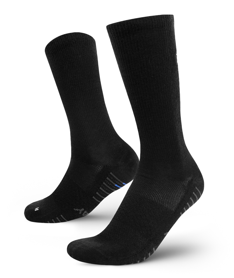 Flagship Black Merino Wool Lite Crew Socks