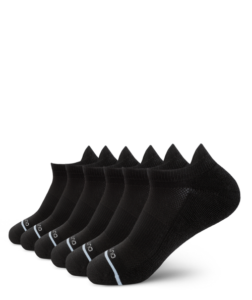 Lot de 6 paires de chaussettes courtes en coton Supima noir de première qualité