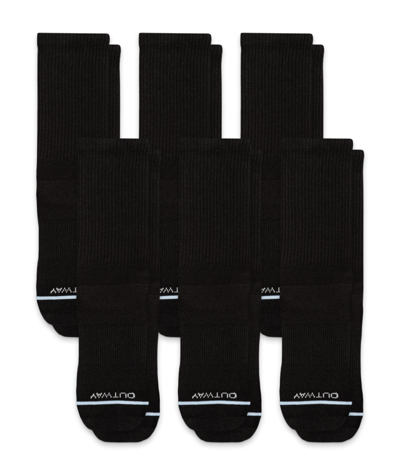 Lot de 6 paires de chaussettes ras du cou en coton Supima noir de première qualité