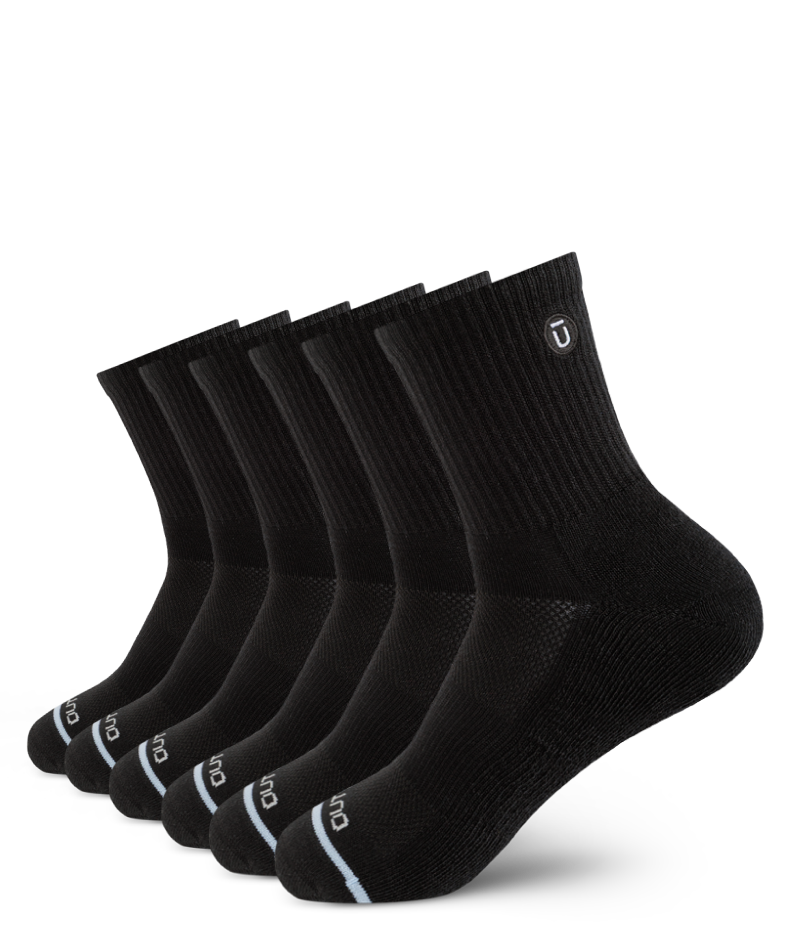Chaussettes courtes en coton Supima noir de qualité supérieure - paquet de 6