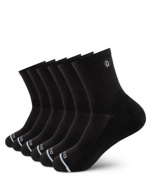 Flagship Black Supima Cotton Quarter Socks 6-Pack