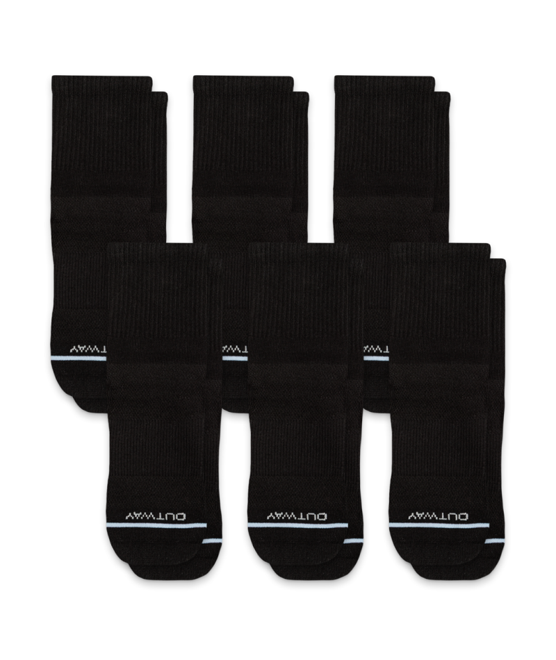 Chaussettes courtes en coton Supima noir de qualité supérieure - paquet de 6