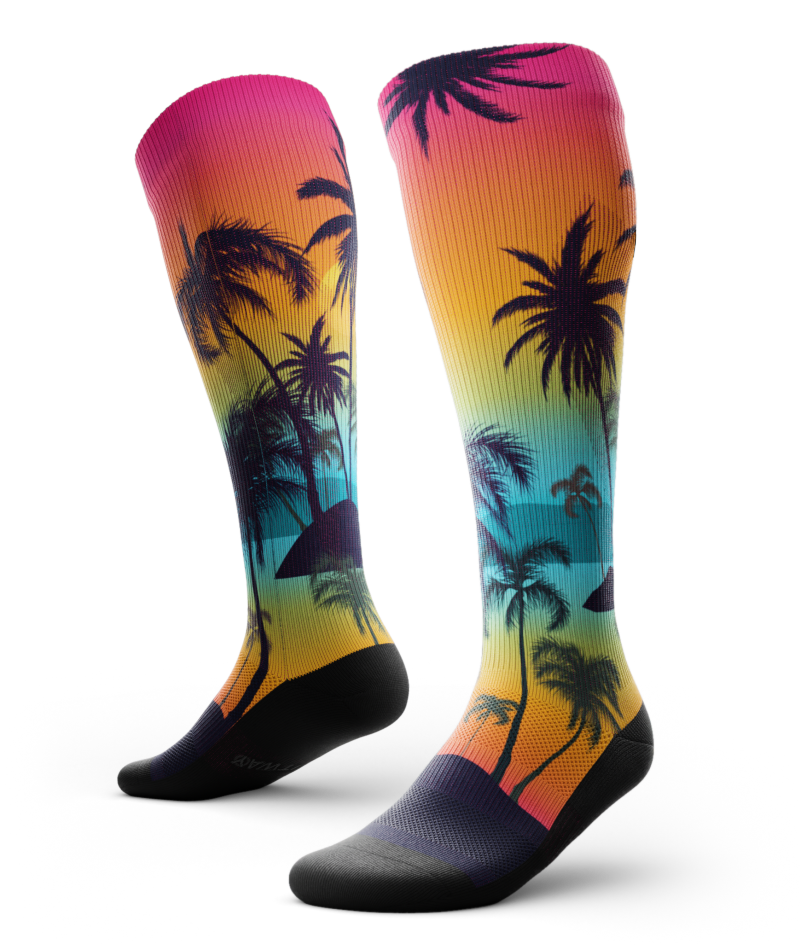 Electric Tropics Athletic Knee High Compression Socks