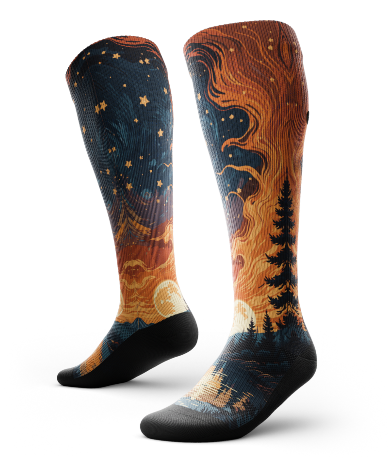 Fiery Night Knee High Compression Socks