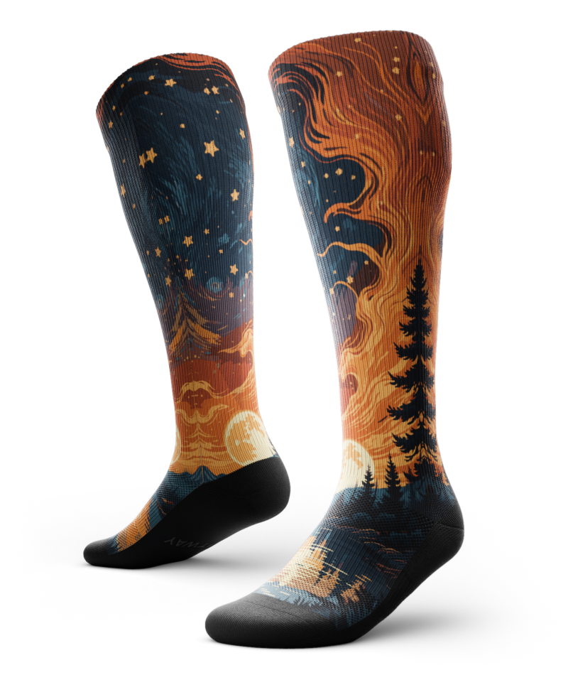 Fiery Night Athletic Knee High Compression Socks