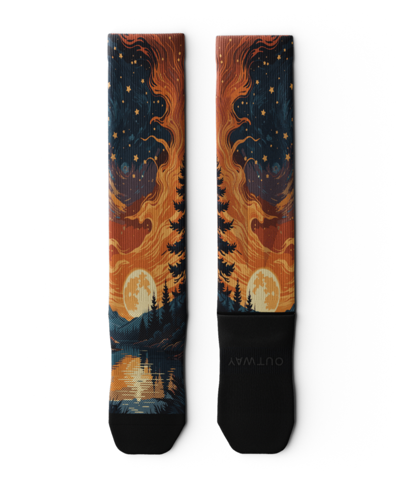 Fiery Night Athletic Knee High Compression Socks