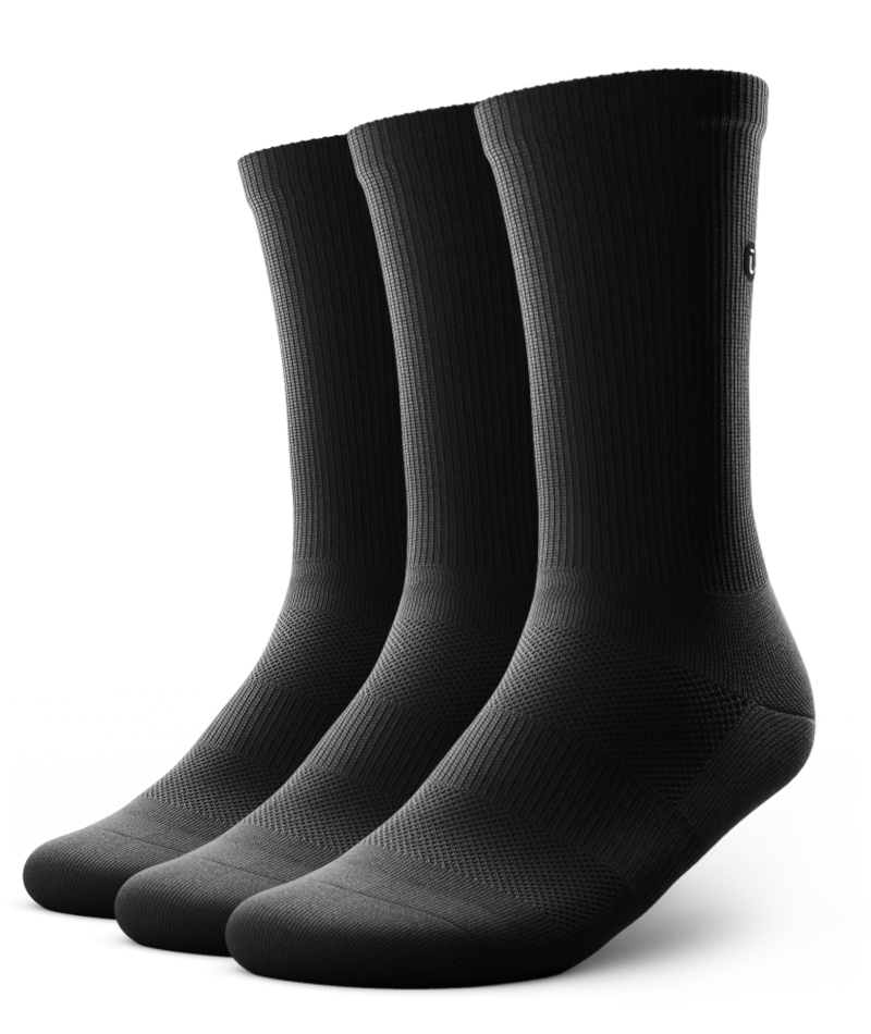 Flagship Black Athletic Crew Socks V1 3-Pack