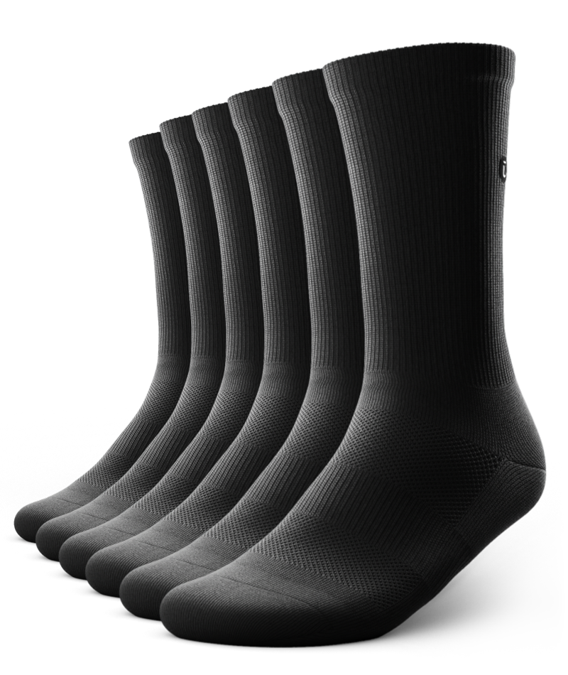 Flagship Crew Socks Black 6-Pack