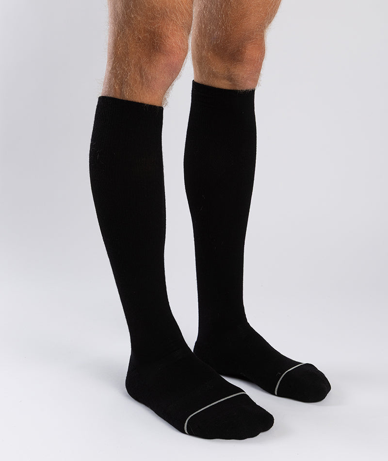 Flagship Black Merino Wool Knee High Compression Socks
