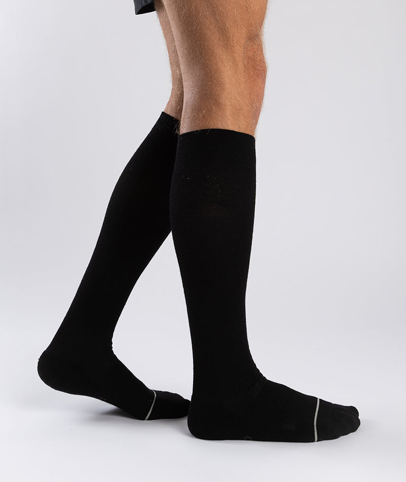 Flagship Black Merino Wool Knee High Compression Socks