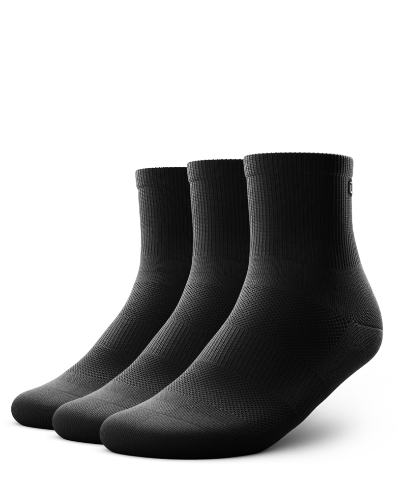 Flagship Black Athletic Quarter Socks V1 3-Pack