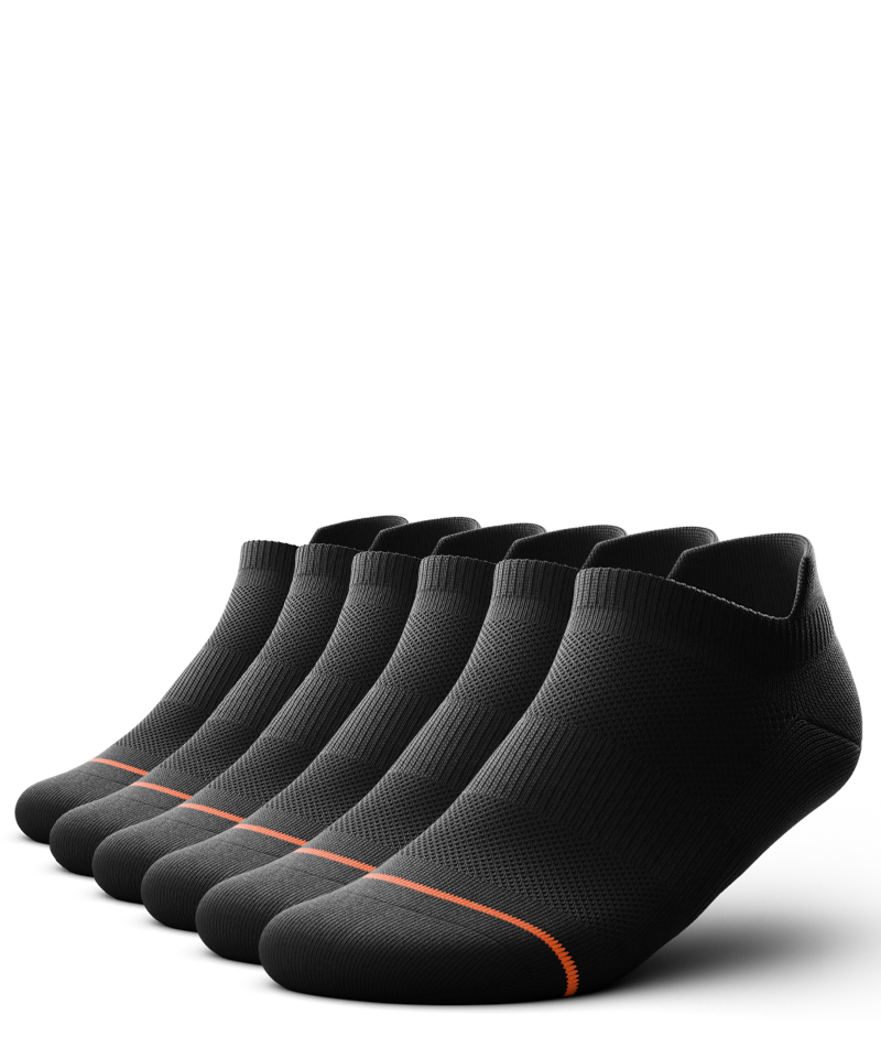 Flagship Black Athletic Ankle Socks 6-Pack