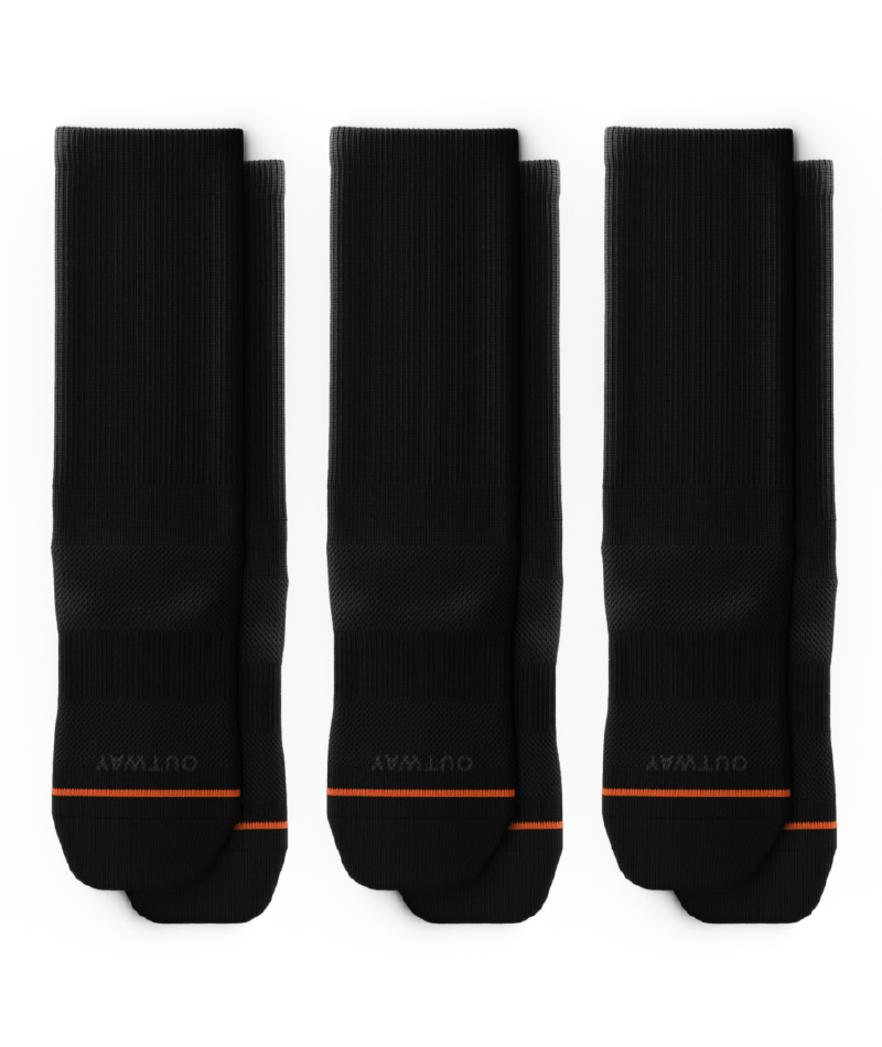 Flagship Black Athletic Crew Socks 3-Pack