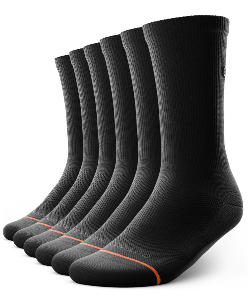 Flagship Black Athletic Crew Socks 6-Pack