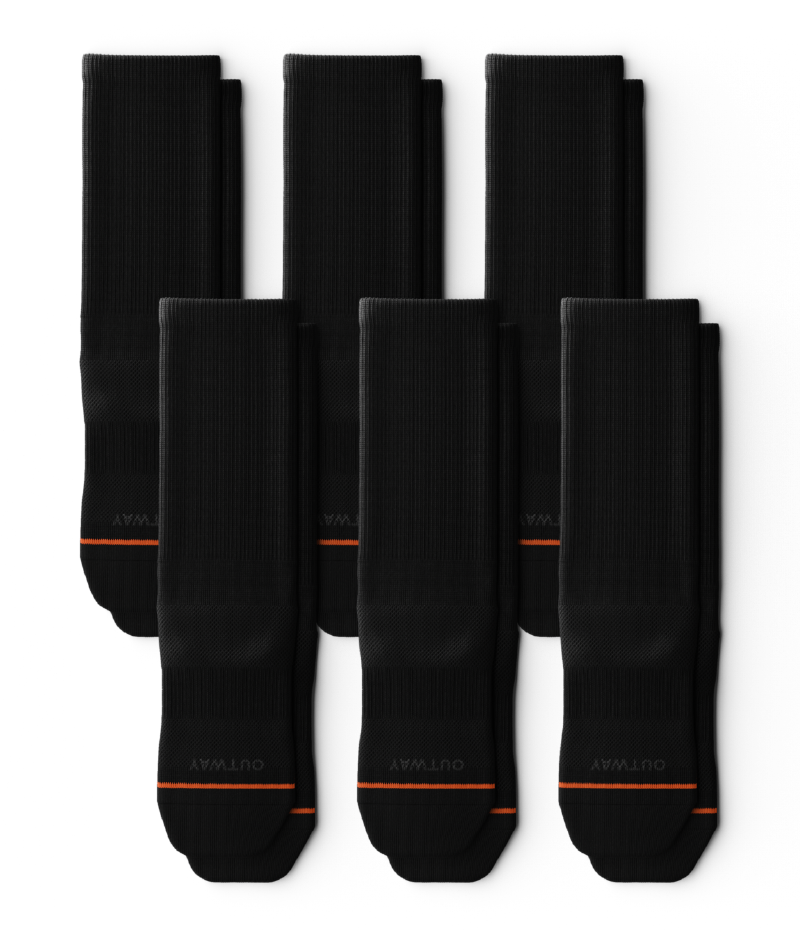 Flagship Black Athletic Crew Socks 6-Pack