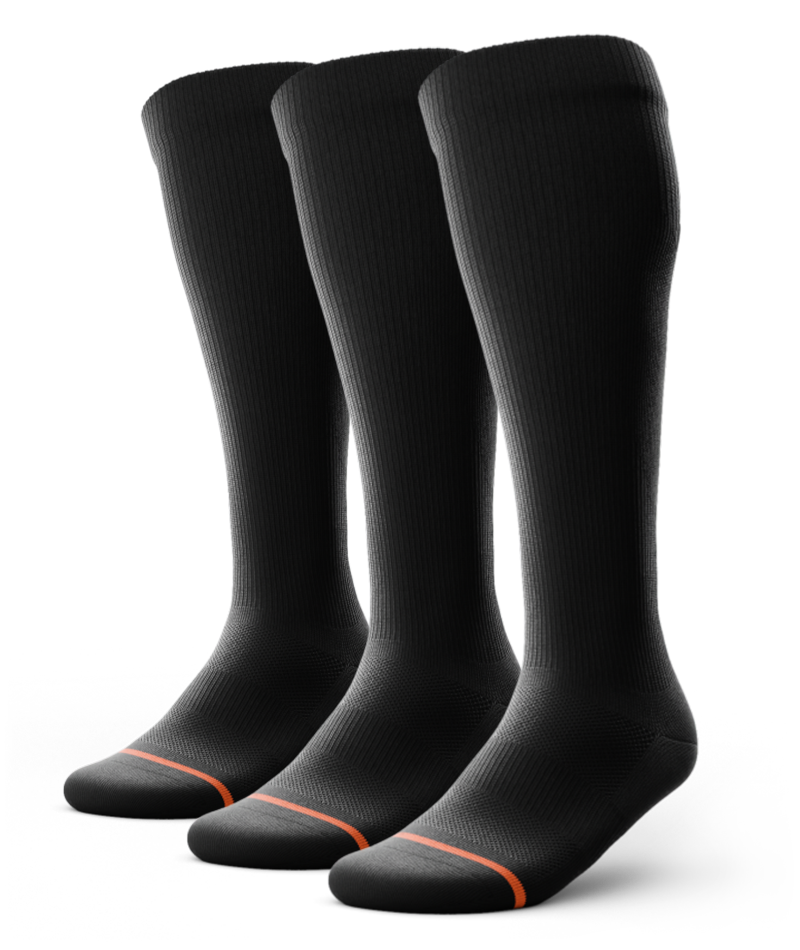 Flagship Black Athletic Knee High Compression Socks 3-Pack