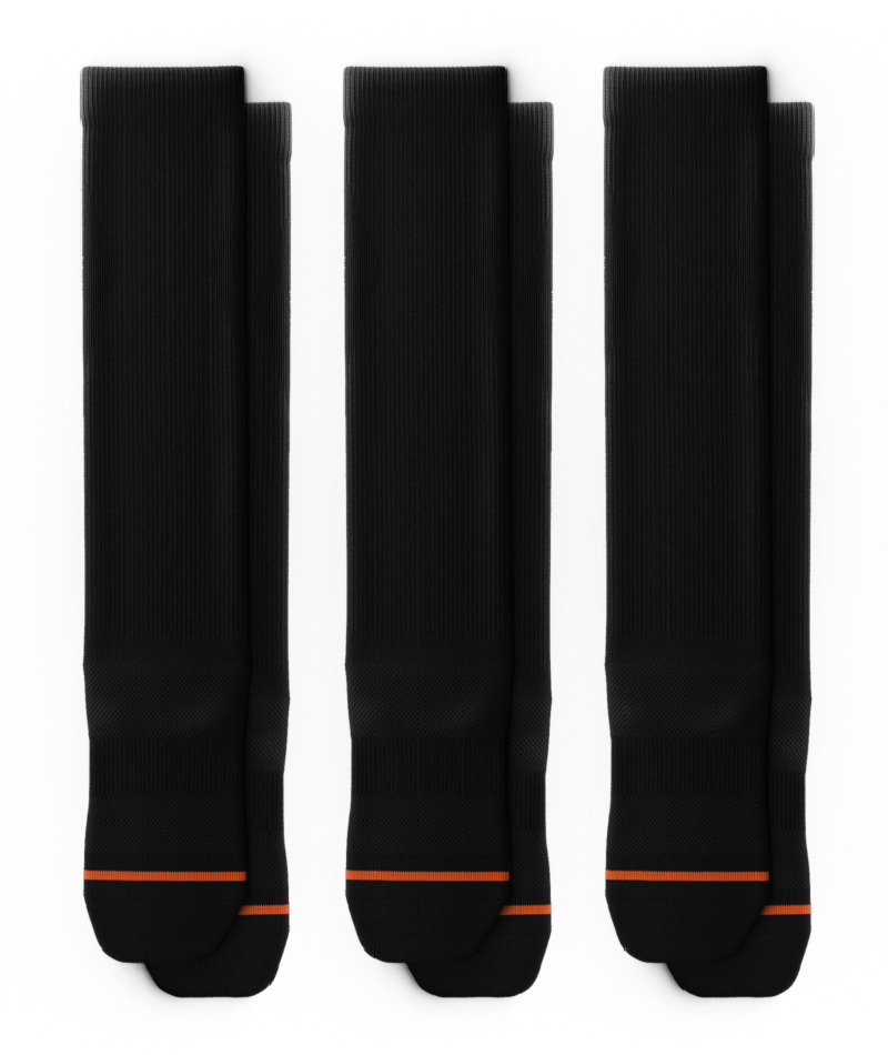 Flagship Black Athletic Knee High Compression Socks 3-Pack