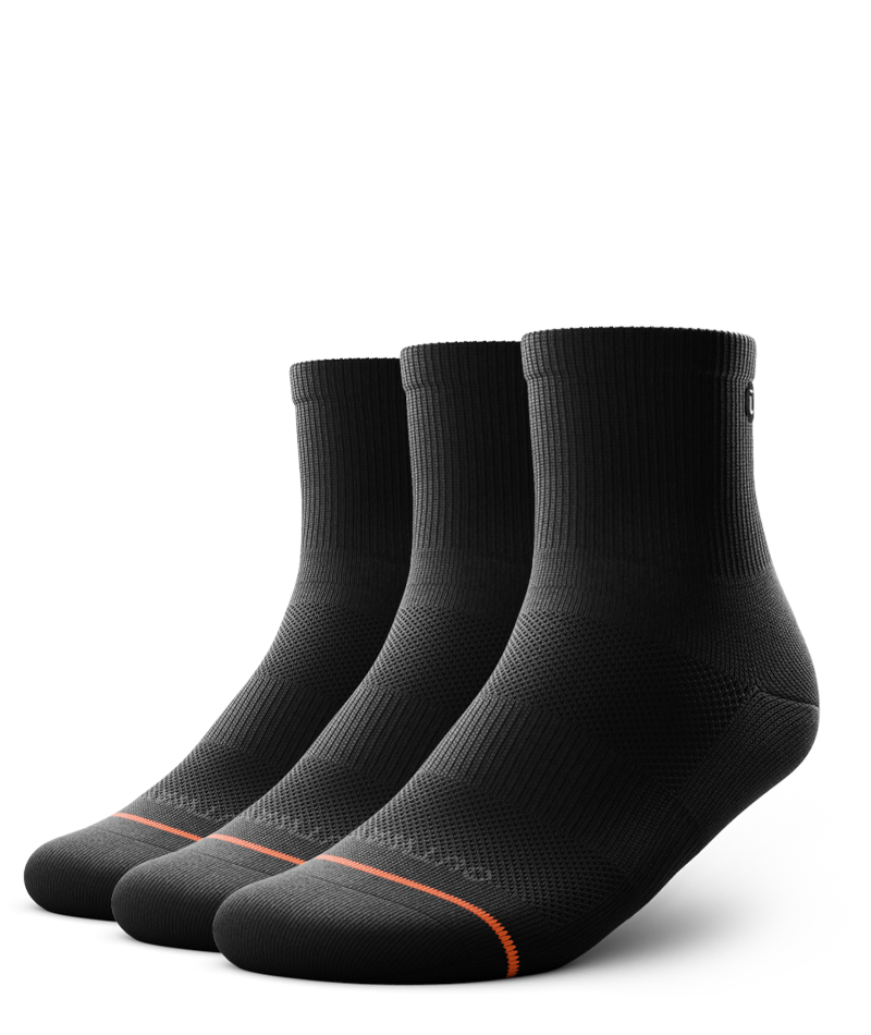 Flagship Black Athletic Quarter Socks 3-Pack