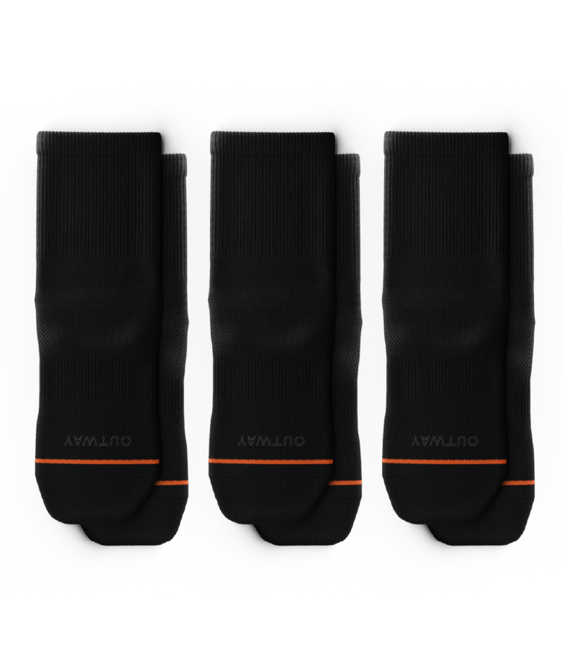 Flagship Black Athletic Quarter Socks 3-Pack