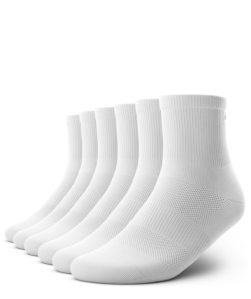 Flagship Quarter Socks White 6-Pack