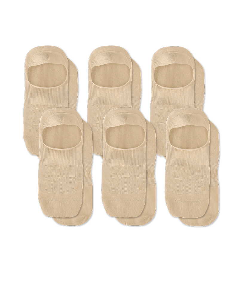Flagship Beige No Show Socks 6-Pack