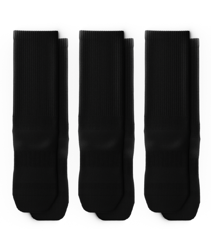 Flagship Black Athletic Crew Socks V1 3-Pack