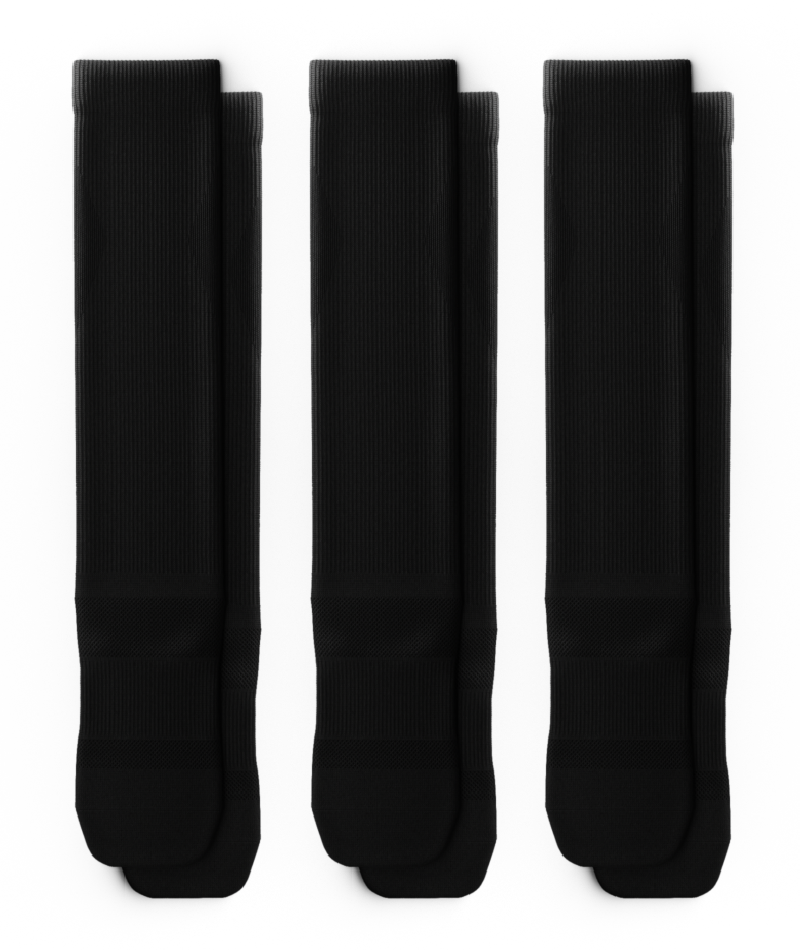 Chaussettes de compression athlétiques montantes noires Flagship - Lot de 3