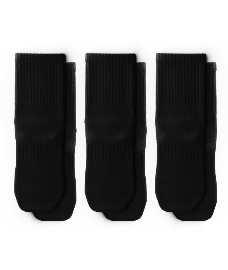 Flagship Black Athletic Quarter Socks V1 3-Pack