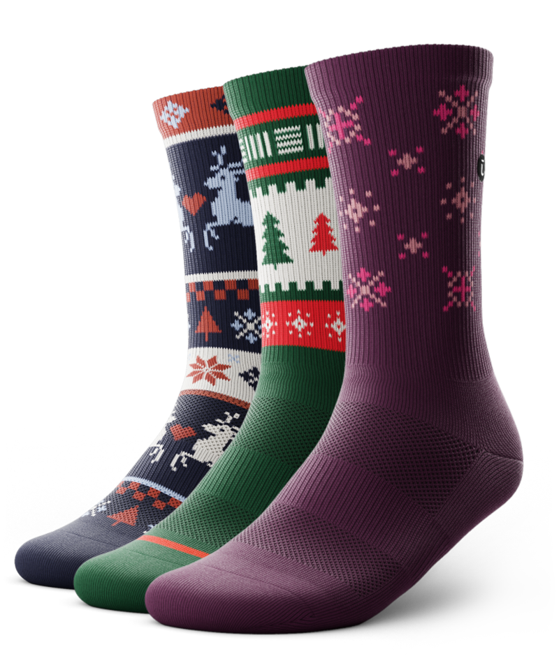Holiday Sweater Athletic Crew Socks 3-Pack