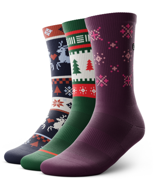 Holiday Sweater Athletic Crew Socks 3-Pack