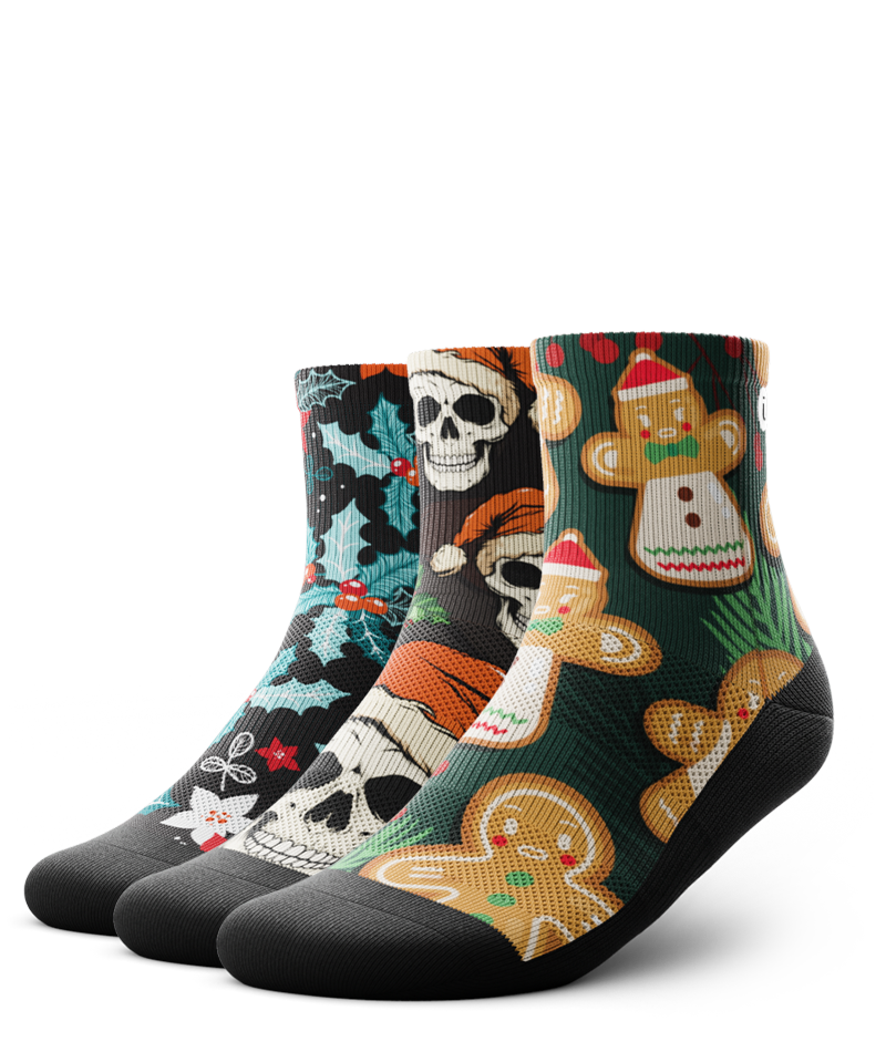 Holly Jolly Athletic Quarter Socks 3-Pack