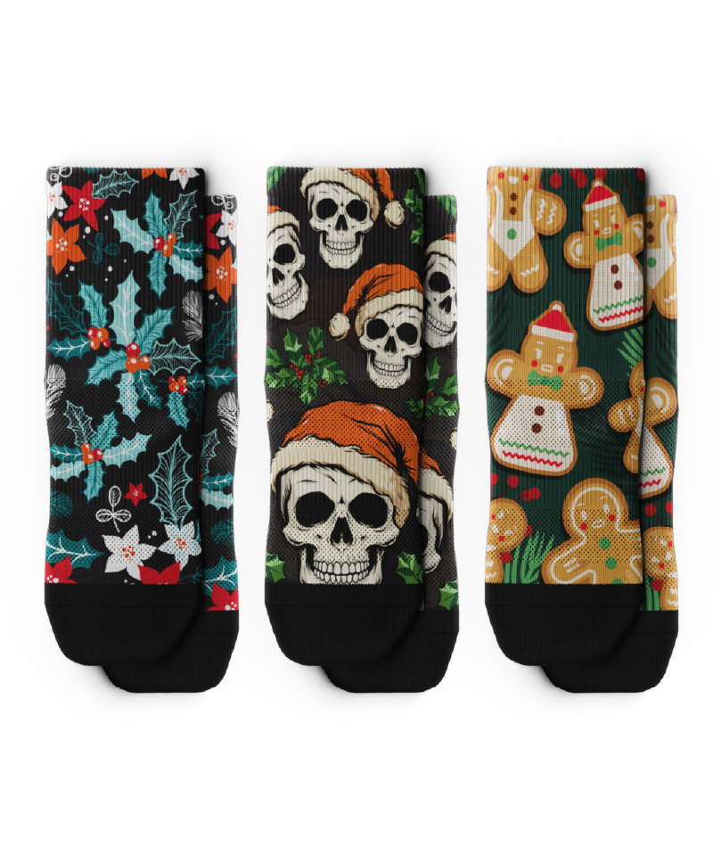 Holly Jolly Athletic Quarter Socks 3-Pack