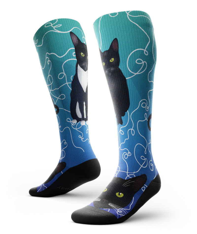 Kitten Around Athletic Knee High Compression Socks
