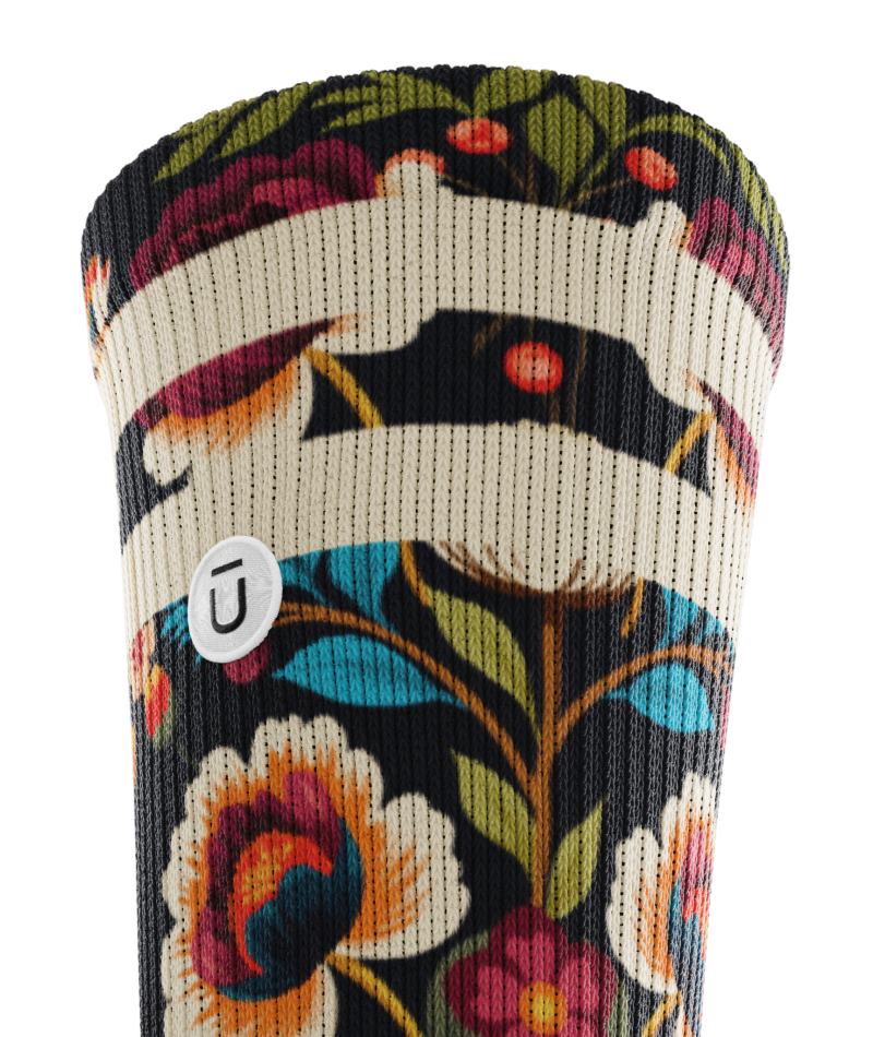 Midnight Flora Athletic Crew Socks