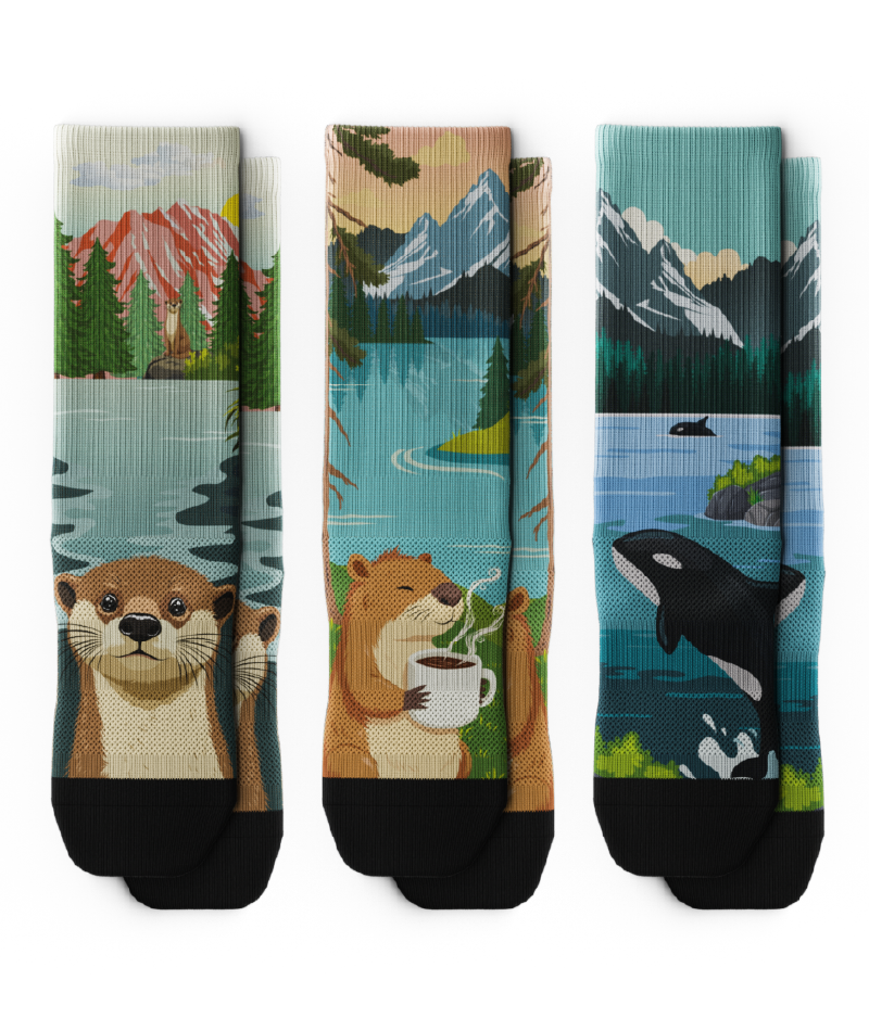 Pacific Wild Athletic Crew Socks 3-Pack