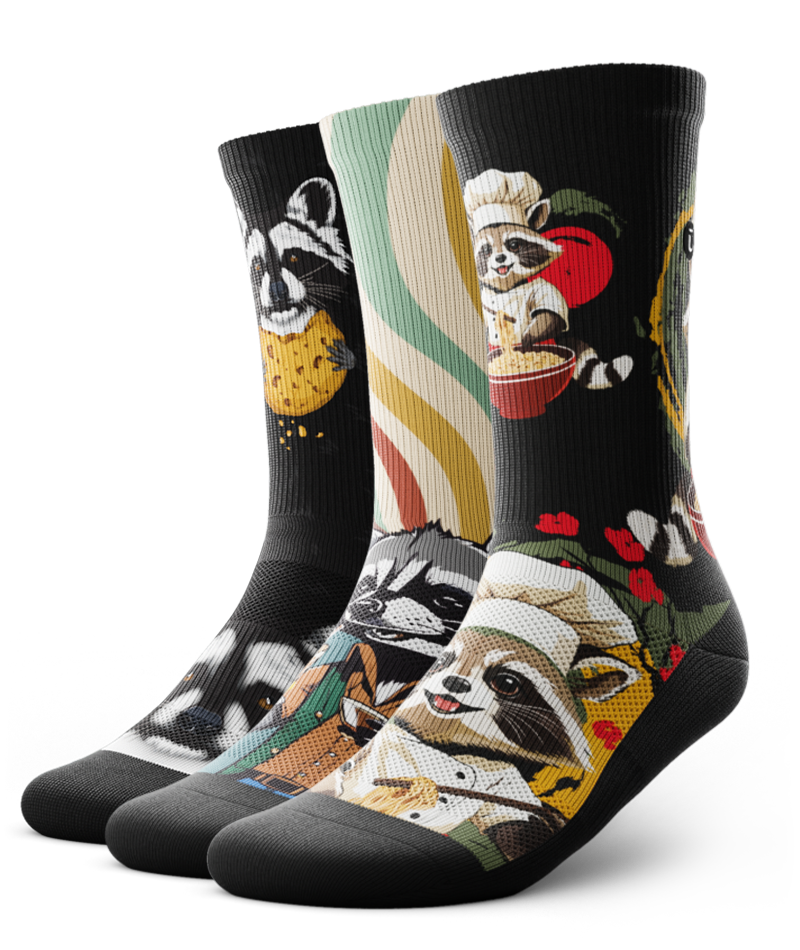 Raccoon Frenzy Crew Socks 3-Pack