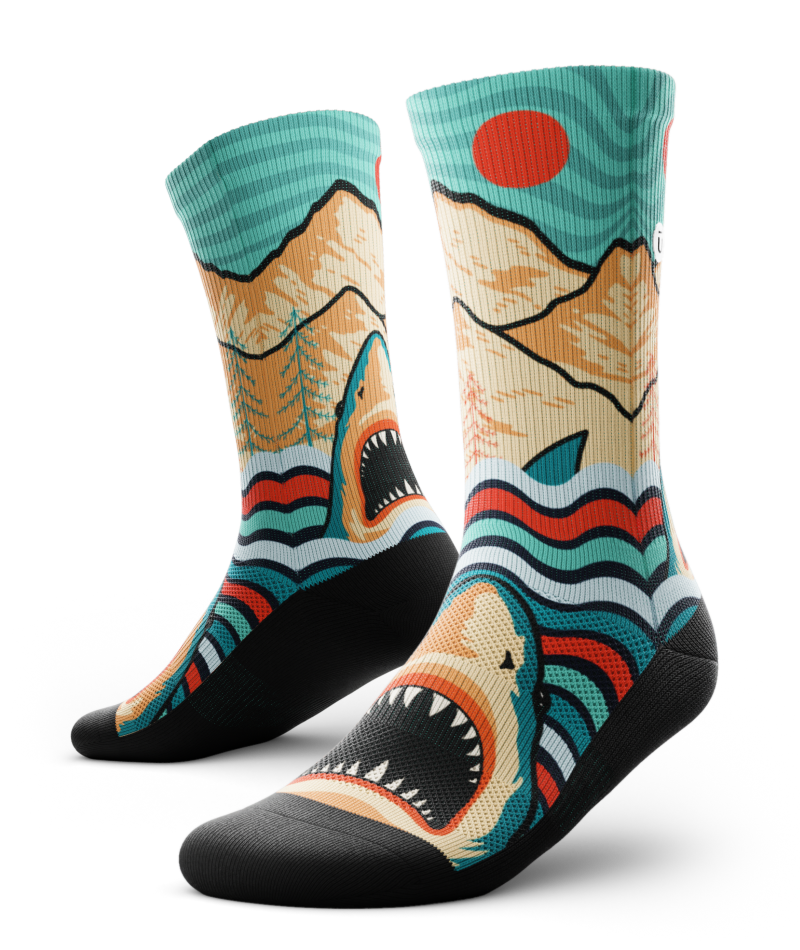 Retro Jaws Athletic Crew Socks