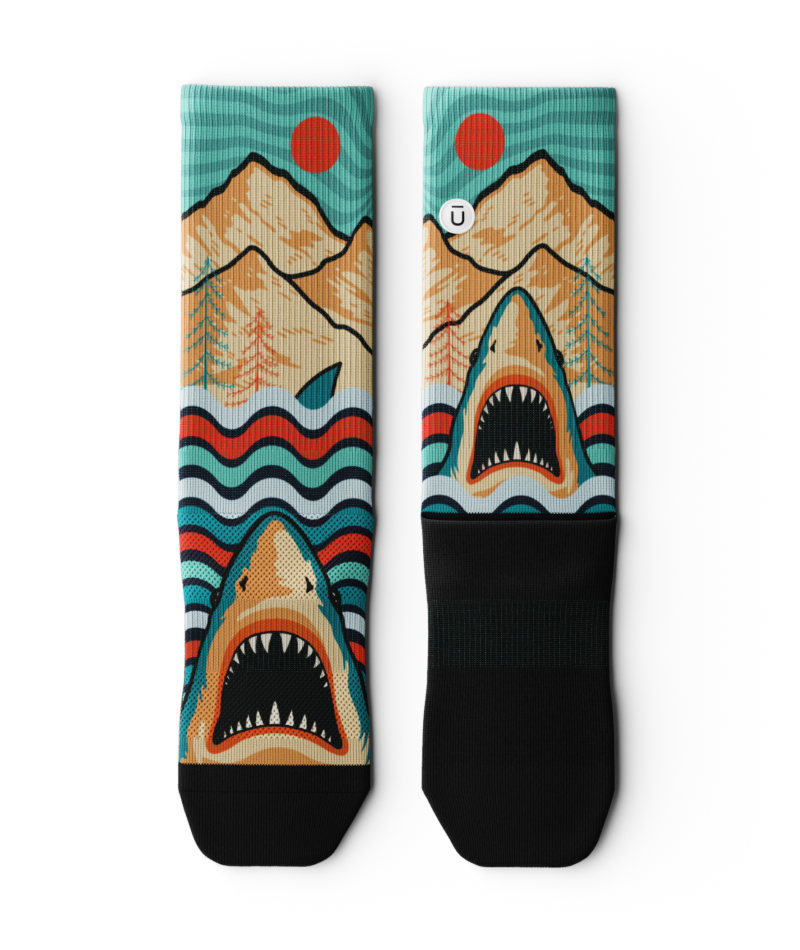 Retro Jaws Athletic Crew Socks
