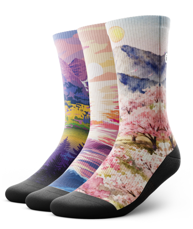 Sakura Sunrise Athletic Crew Socks 3-Pack