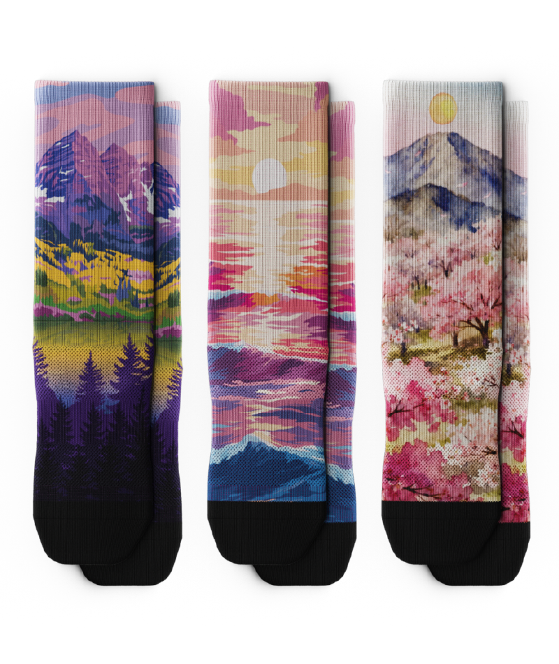 Sakura Sunrise Athletic Crew Socks 3-Pack