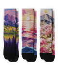 Sakura Sunrise Athletic Crew Socks 3-Pack
