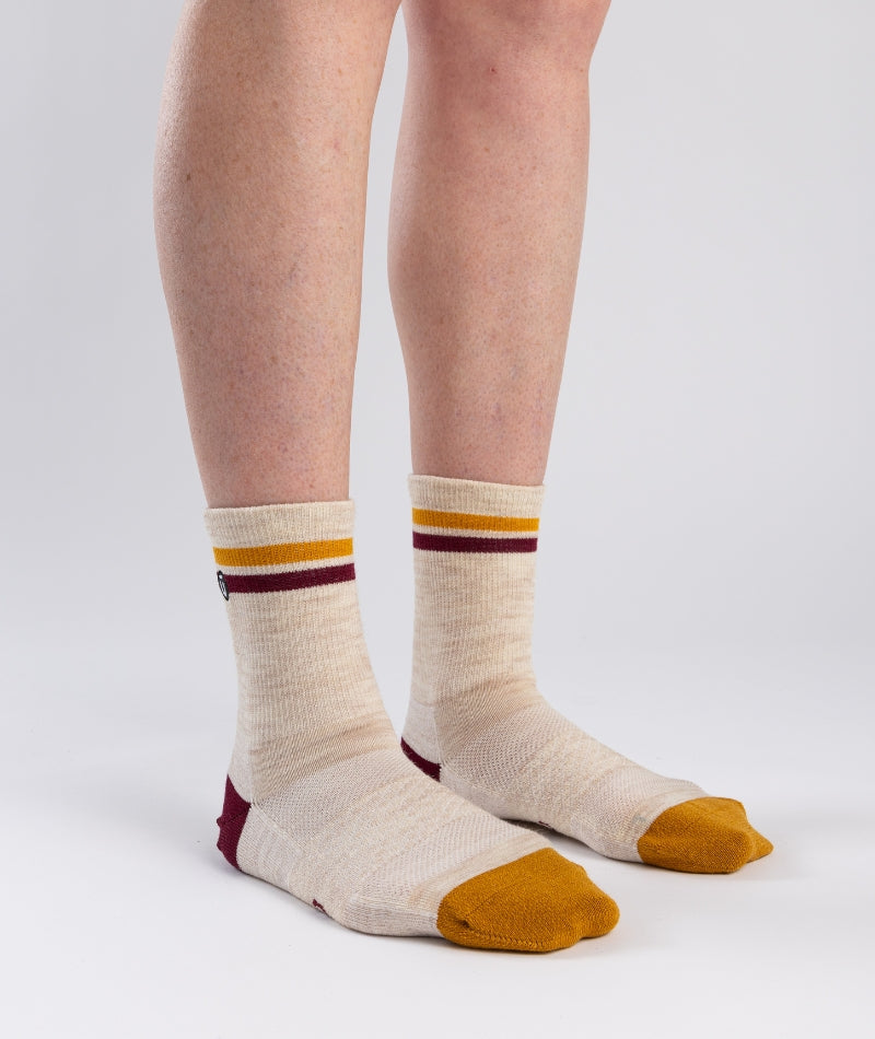 Chaussettes légères ras du cou en laine mérinos sable