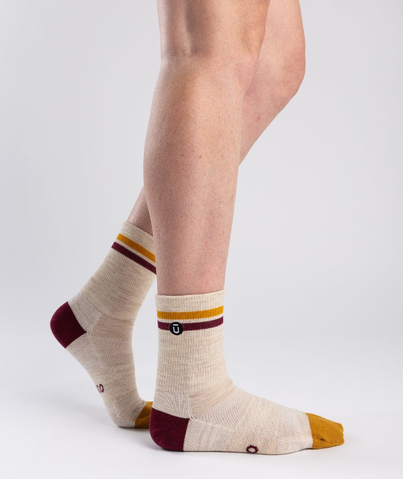 Chaussettes légères ras du cou en laine mérinos sable
