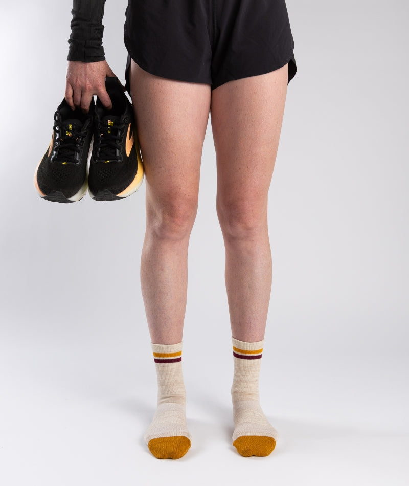Chaussettes légères ras du cou en laine mérinos sable